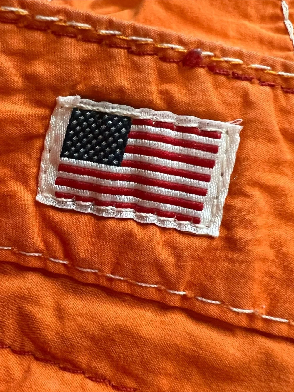 True Religion Big T Boardshorts Mens 31 Orange Made In USA